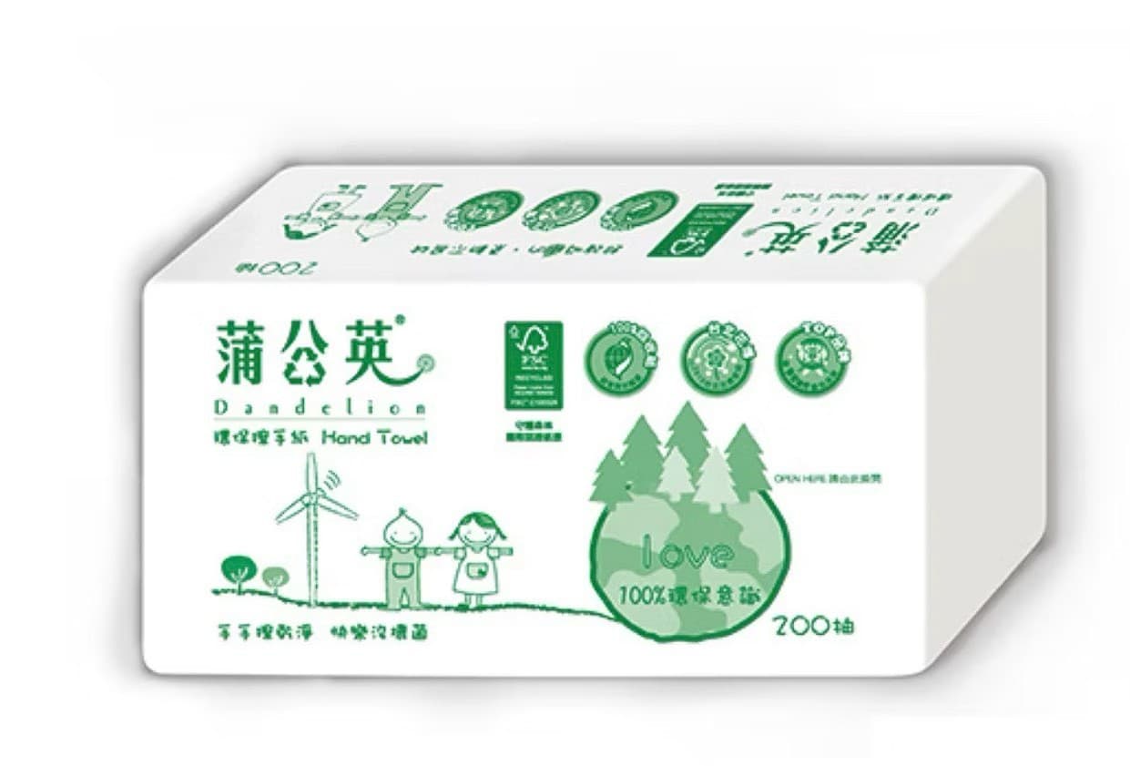 蒲公英環保二折擦手紙